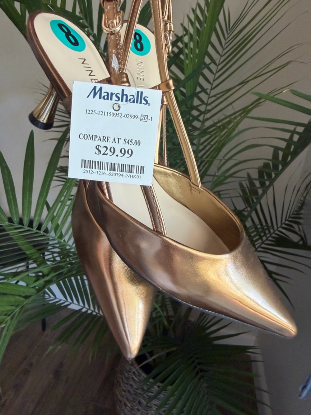 NWT Nine West Shimmery Bronze Slingback Pointed Kitten Heels - Picture 12 of 13
